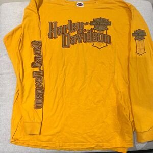 Size 2XL Harley-Davidson Mens Yellow Barger Canoga Park Long Sleeve‎ T-Shirt
